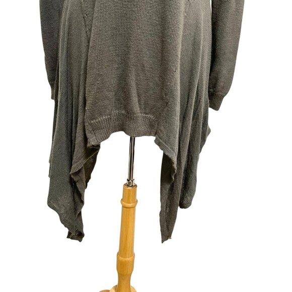 ONE GREY DAY Mohair Blend Puff Sleeve Pointelle Knit Asymmetrical Tunic Small - Picture 3 of 10